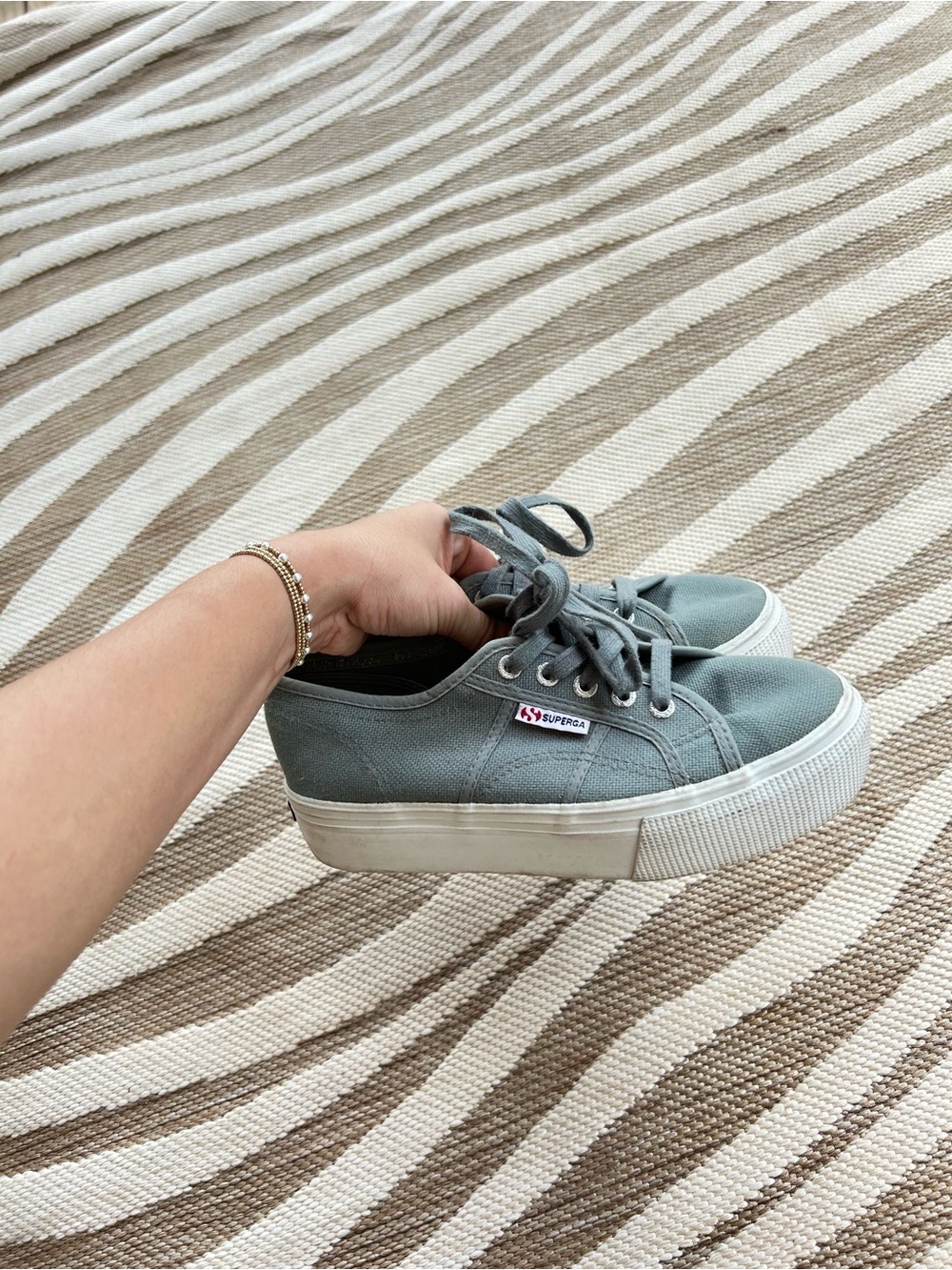 Superga Green Platform Canvas Sneakers size 38 - Picture 2 of 7